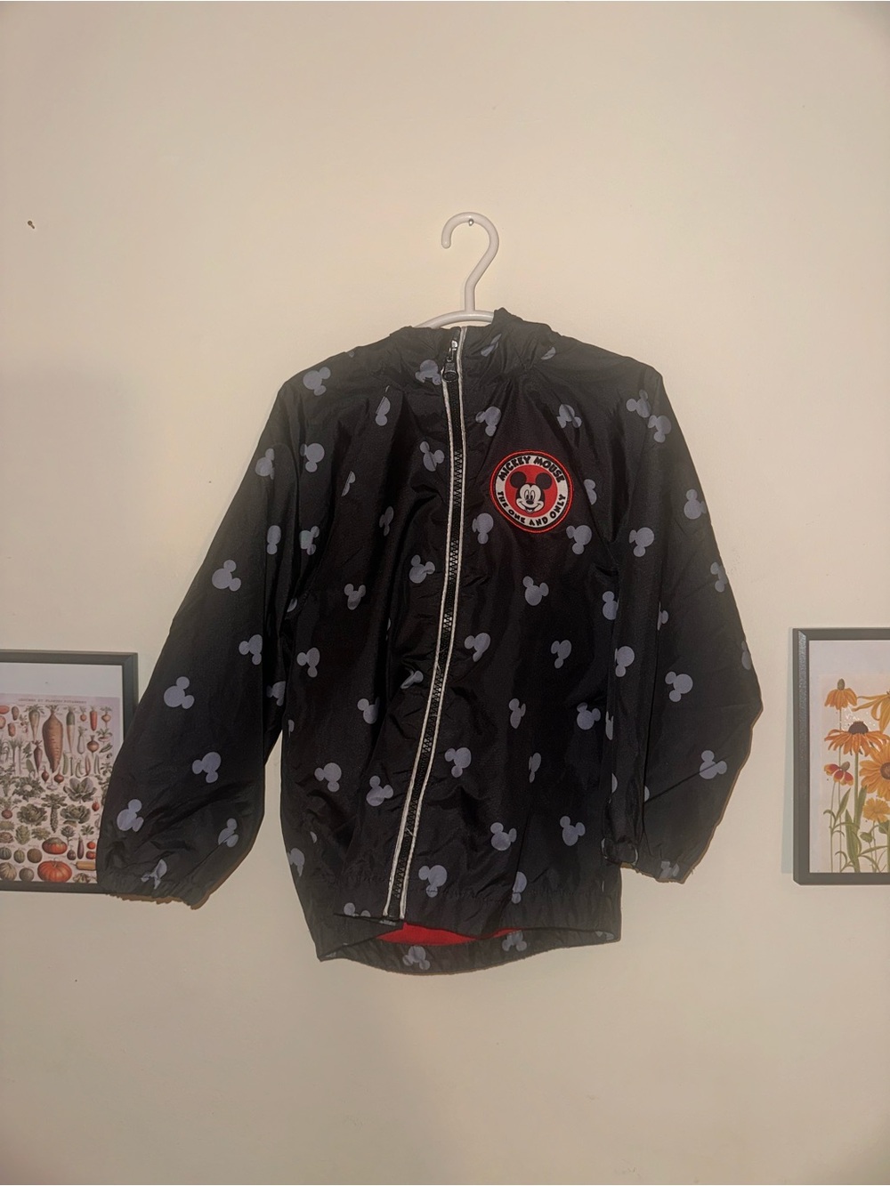 Disney Black Mickey Mouse Hooded Raincoat with Gray Silhouette Print